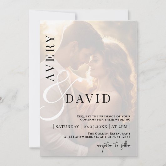 Monogram Minimalistische Moderne Trouwfoto Kaart (Voorkant)