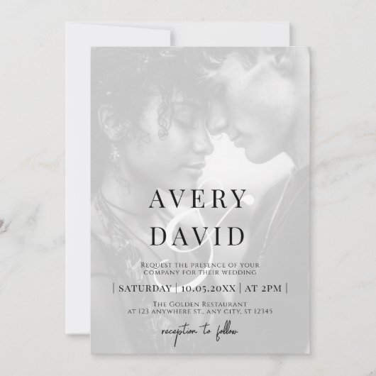 Monogram Minimalistische Moderne Trouwfoto Kaart (Voorkant)