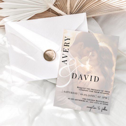 Monogram Minimalistische Moderne Trouwfoto Kaart