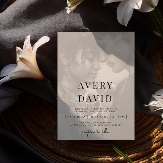 Monogram Minimalistische Moderne Trouwfoto Kaart