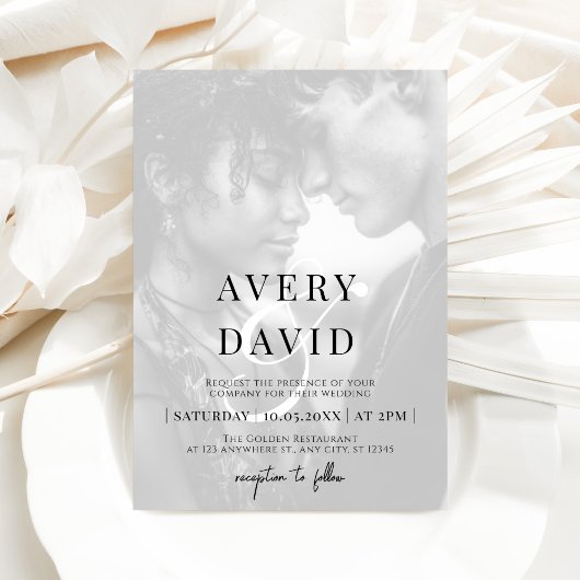 Monogram Minimalistische Moderne Trouwfoto Kaart