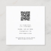 Monogram minimalistische moderne witte QR-code Vierkante Visitekaartje (Achterkant)
