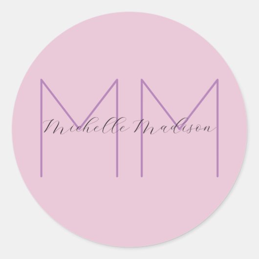 Monogram minimalistische naam Initiaal handschrift Ronde Sticker (Voorkant)