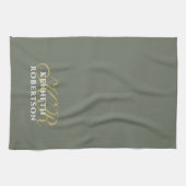  Monogram Minimalistische Olijfgroen Goud Wit Here Theedoek (Horizontaal)