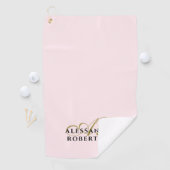 Monogram Minimalistische Pastel Roze Goud Zwart St Golfhanddoek (Insitu)