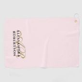 Monogram Minimalistische Pastel Roze Goud Zwart St Golfhanddoek (Horizontaal)
