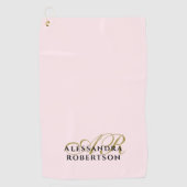 Monogram Minimalistische Pastel Roze Goud Zwart St Golfhanddoek (Voorkant)