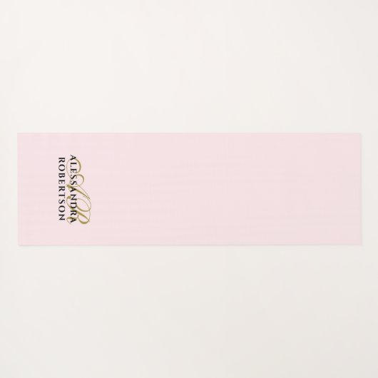 Monogram Minimalistische Pastel Roze Goud Zwart St Yogamat (Achterkant (horizontaal))
