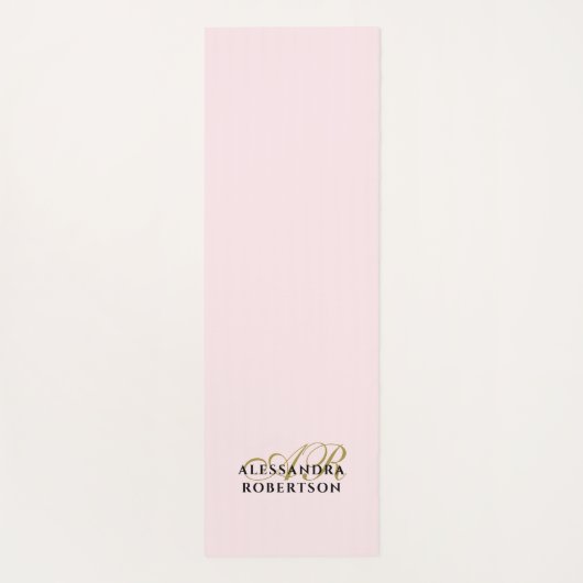 Monogram Minimalistische Pastel Roze Goud Zwart St Yogamat (Achterkant)