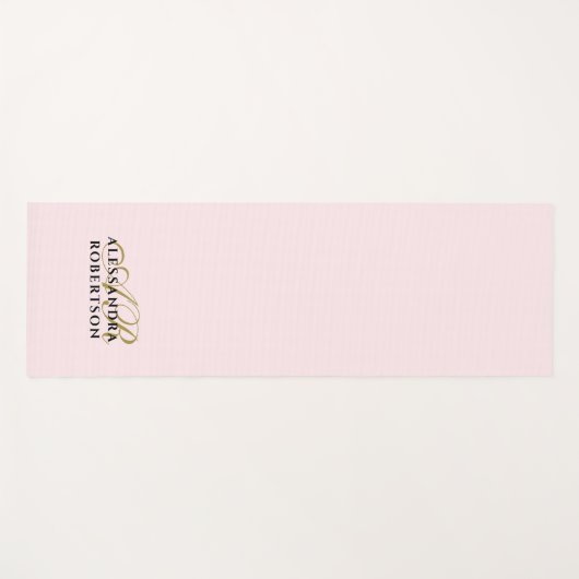 Monogram Minimalistische Pastel Roze Goud Zwart St Yogamat (Voorkant (horizontaal))