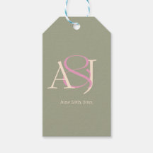 Monogram Minimalistische Saliegroen & Roze Trouwda