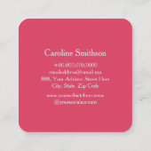 Monogram Minimalistische Sjabloon Roze-Rood & Lich Vierkante Visitekaartje (Achterkant)