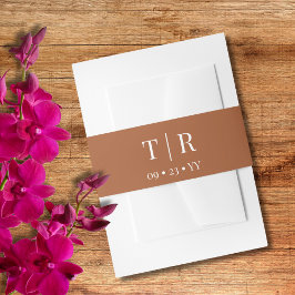 Monogram minimalistische terracotta bruiloft uitnodigingen wikkel