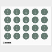 Monogram Minimalistische Trouwsticker Ronde Sticker (Vel)