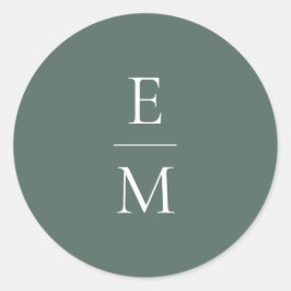 Monogram Minimalistische Trouwsticker Ronde Sticker