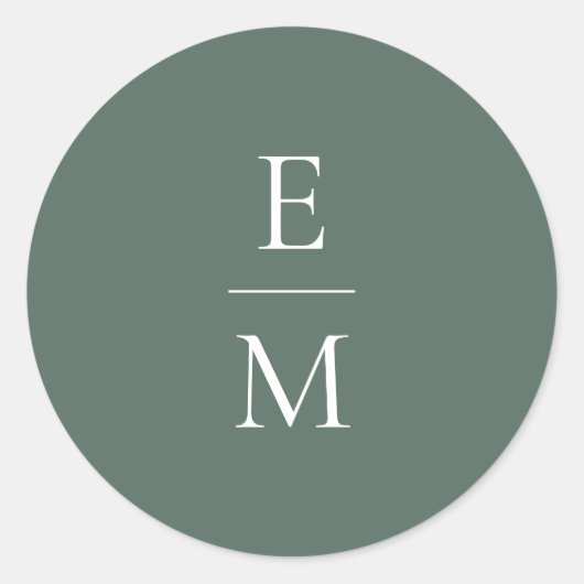 Monogram Minimalistische Trouwsticker Ronde Sticker (Voorkant)