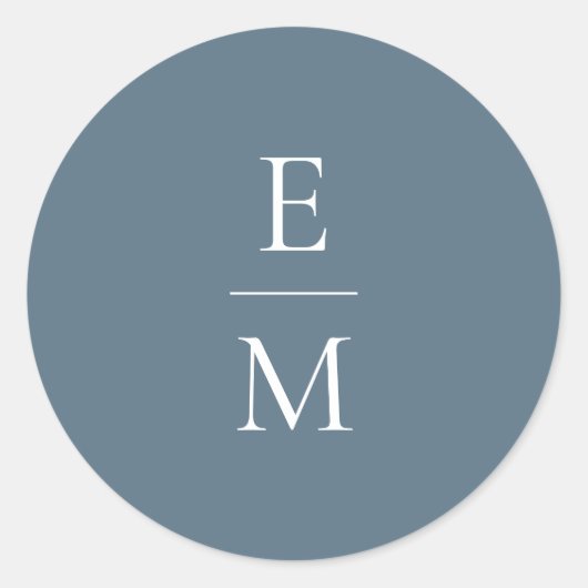 Monogram Minimalistische Trouwsticker Ronde Sticker (Voorkant)