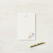 Monogram minimalistische vlinder botanische huisje post-it® notes (Op bureau)
