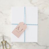 Monogram Minimalistische Warme Roze & Mauve Trouwd Cadeaulabel (Met Touw)