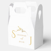 Monogram Minimalistische Witte en Gouden Moderne H Bedankdoosjes (Geopend)