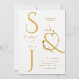 Monogram Minimalistische Witte en Gouden Moderne H Kaart
