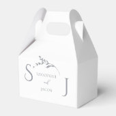 Monogram minimalistische witte en zilveren moderne bedankdoosjes (Achterkant)