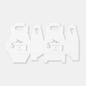 Monogram minimalistische witte en zilveren moderne bedankdoosjes (Uitgevouwen)