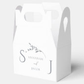 Monogram minimalistische witte en zilveren moderne bedankdoosjes (Geopend)