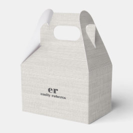 Monogram Minimalistische Witte Jute Grijze Typogra Bedankdoosjes