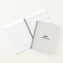 Monogram Minimalistische Witte Jute Grijze Typogra Notitieboek