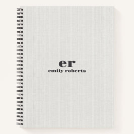 Monogram Minimalistische Witte Jute Grijze Typogra Notitieboek