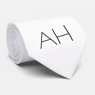 Monogram Minimalistische Witte Naam Modern Stropdas