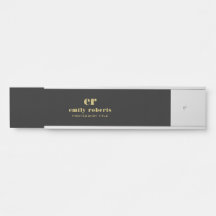 Monogram minimalistische zwart linnen gouden typog