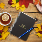 Monogram minimalistische zwart linnen gouden typog planner