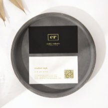 Monogram minimalistische zwart linnen gouden typog