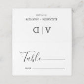 Monogram minimalistische zwart-wit bruiloft plaatskaartje (Buitenkant ongevouwen)