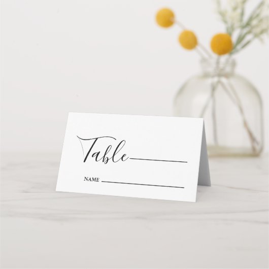 Monogram minimalistische zwart-wit bruiloft plaatskaartje (Voorkant)