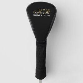 Monogram Minimalistische Zwarte Gouden Witte Elega Golfheadcover
