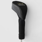 Monogram Minimalistische Zwarte Gouden Witte Elega Golfheadcover (Schuin)