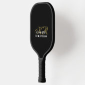 Monogram Minimalistische Zwarte Gouden Witte Elega Pickleball Paddle (Links)