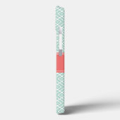 Monogram Mint Coral Name Diamond Pattern Case-Mate iPhone Case (Achterkant / Links)