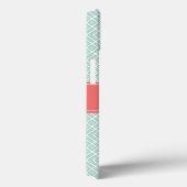 Monogram Mint Coral Name Diamond Pattern Case-Mate iPhone Case (Achterkant / Rechts)