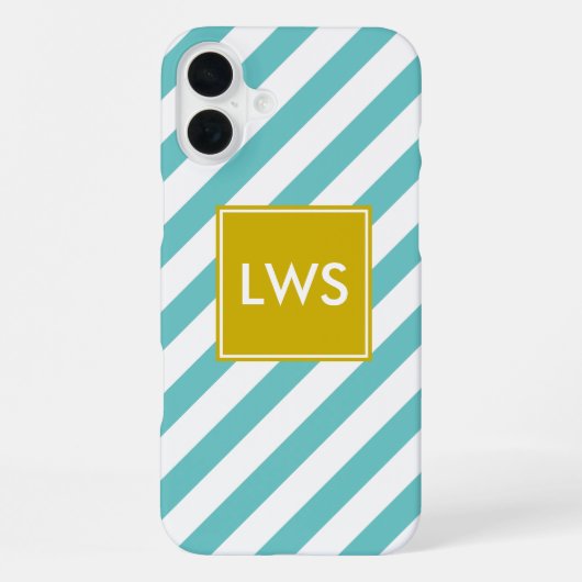 Monogram mint en geel iPhone hoesje (Achterkant)