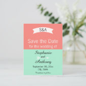 Monogram Mint en Koraal blok van de Kleur sparen d Aankondigingskaart (Staand voorkant)