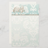 Monogram Mint Floral Stationery Briefpapier (Voorkant / Achterkant)
