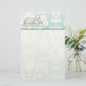 Monogram Mint Floral Stationery Briefpapier (Staand voorkant)
