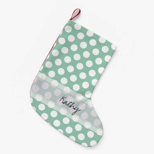 Monogram Mint Green Cute Chic Polka Dot Patroon Kleine Kerstsok (Voorkant (Hangend))
