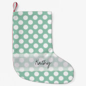 Monogram Mint Green Cute Chic Polka Dot Patroon Kleine Kerstsok (Voorkant)