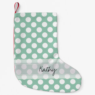 Monogram Mint Green Cute Chic Polka Dot Patroon Kleine Kerstsok
