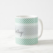 Monogram Mint Green Cute Chic Polka Dot Patroon Koffiemok (Voorkant rechts)